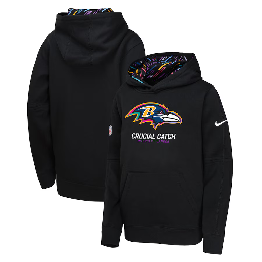 Youth Baltimore Ravens 2024 Nike NFL black hoodie->youth nfl jersey->Youth Jersey